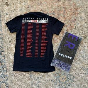 Justin Bieber Believe tour t-shirt and scarf - both brand new never worn!